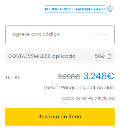 20% Código Promocional Costa Cruceros - Septiembre 2024